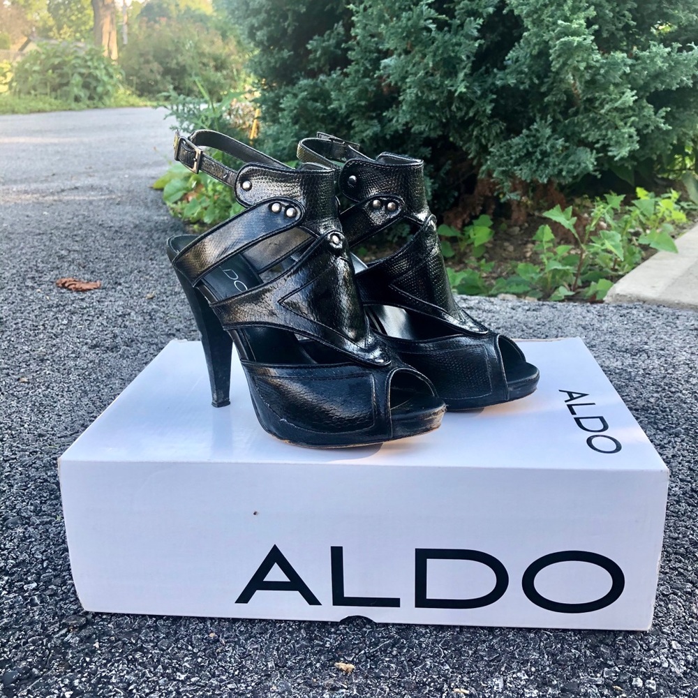 ALDO Luedi black ankle strap heels